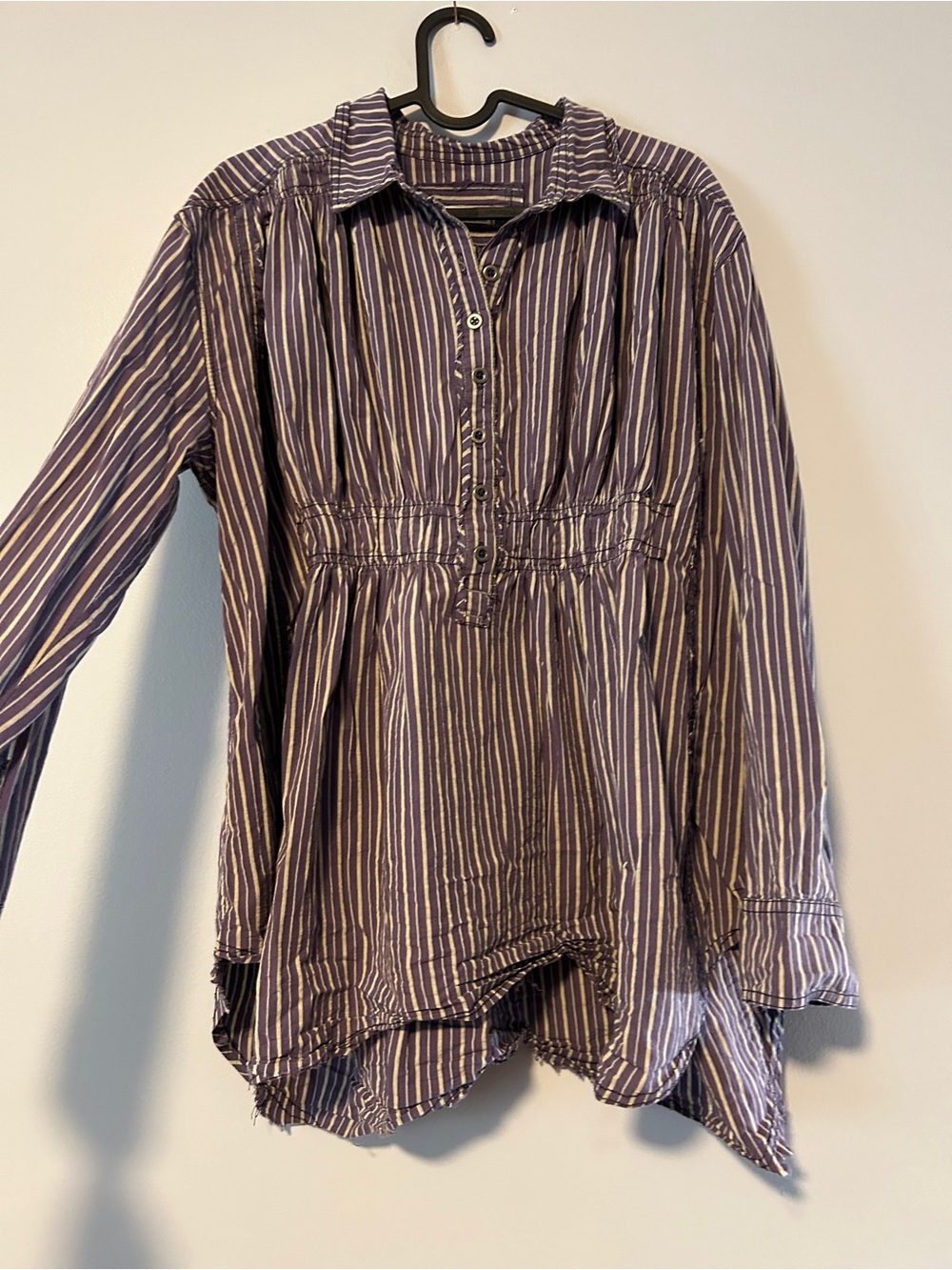 We the Free Purple and White Vertical Stripe Cotton Roomy Tunic Small
